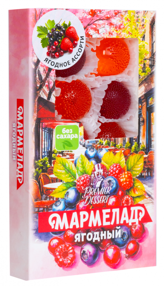  Мармелад Премиум Десерт ЯГОДНЫЙ (клюква, смородина,клубника) 200г в Тихвине