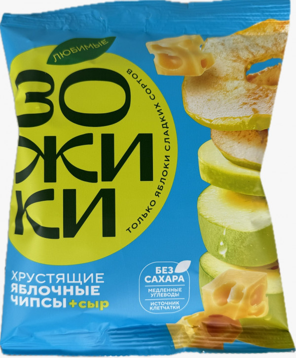 №1 Зожики Яблочные чипсы с сыром, 25г  в Тихвине