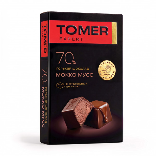 №1 Фабрика Томер  Горький шоколад с начинкой МОККО МУСС, 110г в Тихвине